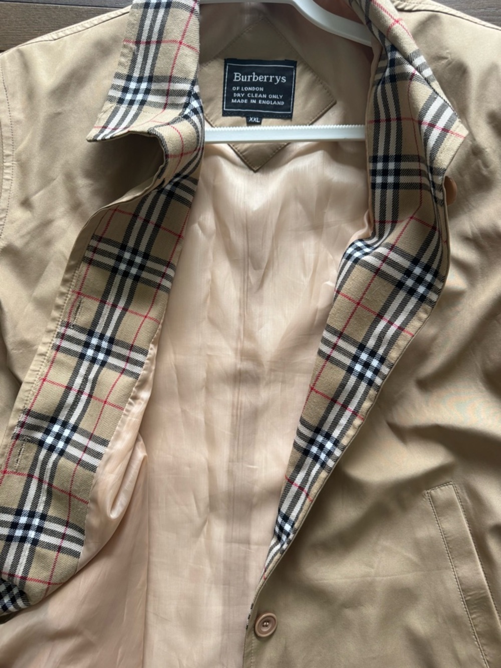 Burberry Tan Trench Coat with Signature Check Collar - Picture 3 of 4